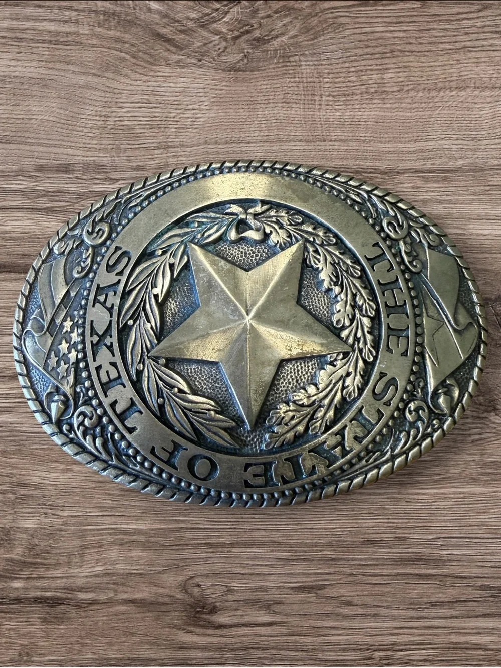 Tony Lama Texas State Series Solid Brass Western Belt Buckle vintage exclusive